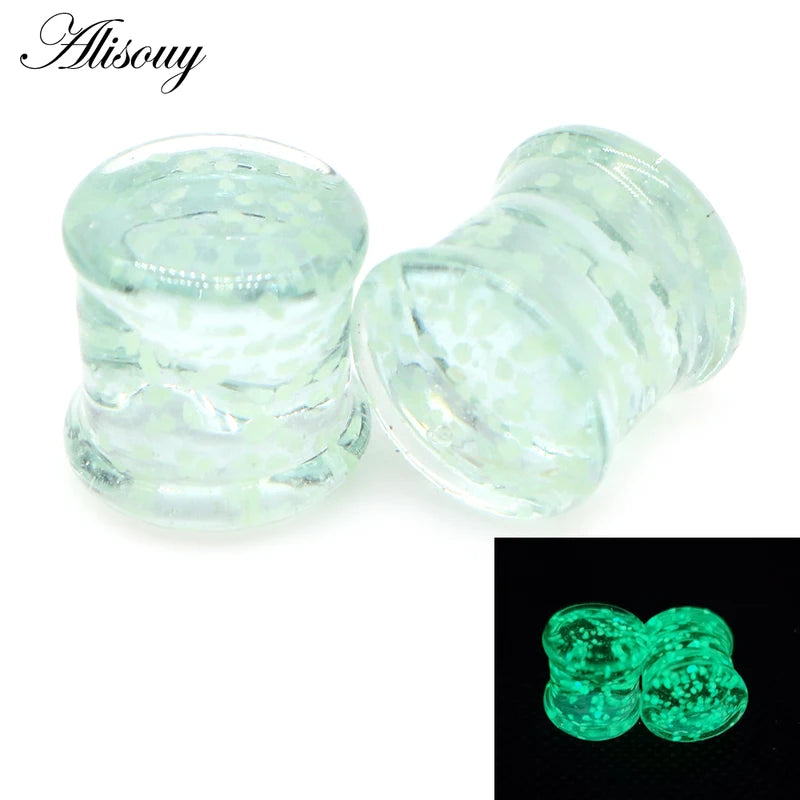 2pcs Glass Ear Plugs Tunnel Spiral Taper Body Jewelry Gauges Expander