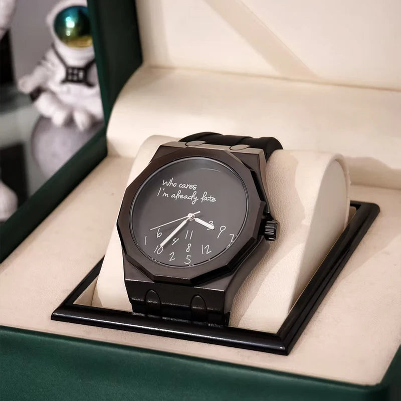 Luxury Octagon Watch Case with Silicone Strap Waterproof Men's Dial Watch