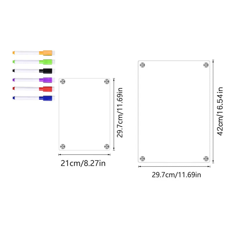 Magnetic Acrylic Calendar for Refrigerator Weekly & Monthly Planning - Reusable Whiteboard Message Board