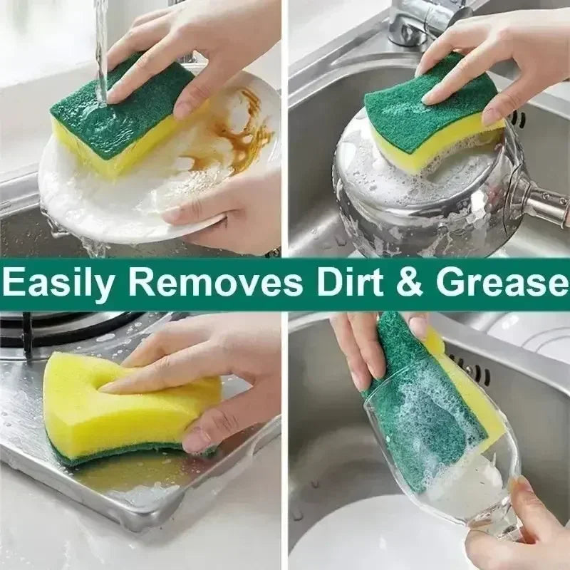 Kitchen Dishwashing Sponge Set - Soft Absorbent Scouring Pads for Household Cleaning