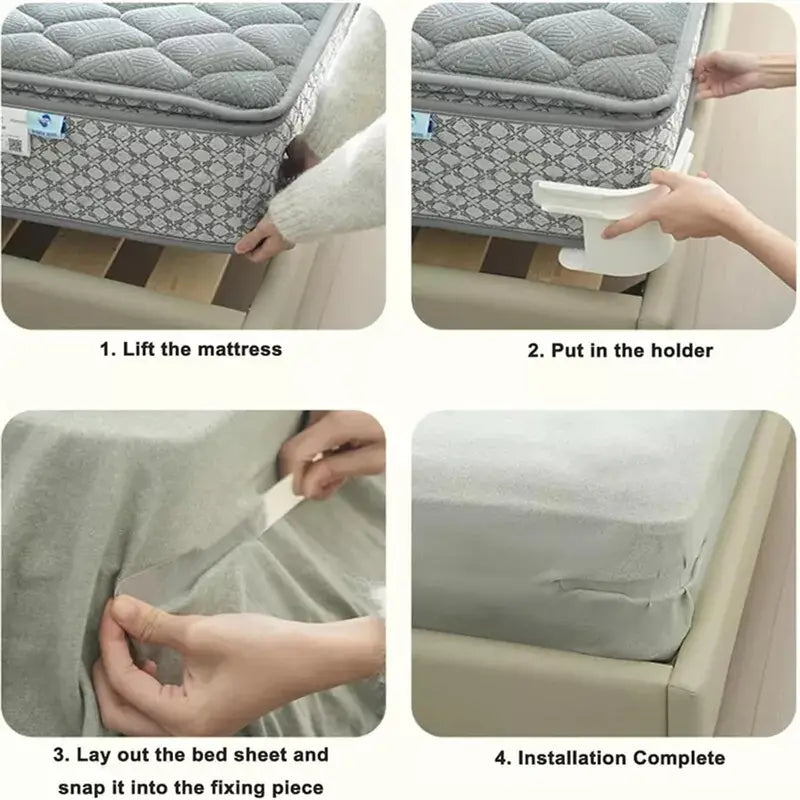 Bed Sheet Holder 4-Pack Elastic Straps for Mattress Fit & Wrinkle-Free Sleep