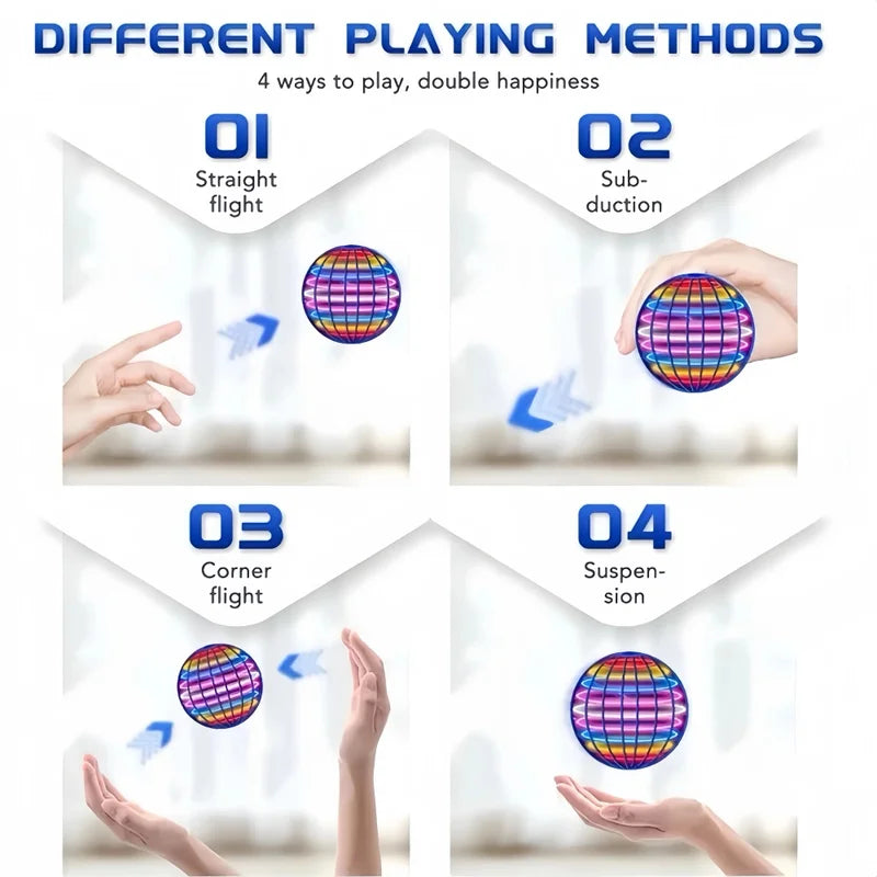 Flying Ball Toy Hand Controlled Hover Spinner with Lights - Multiple Colors