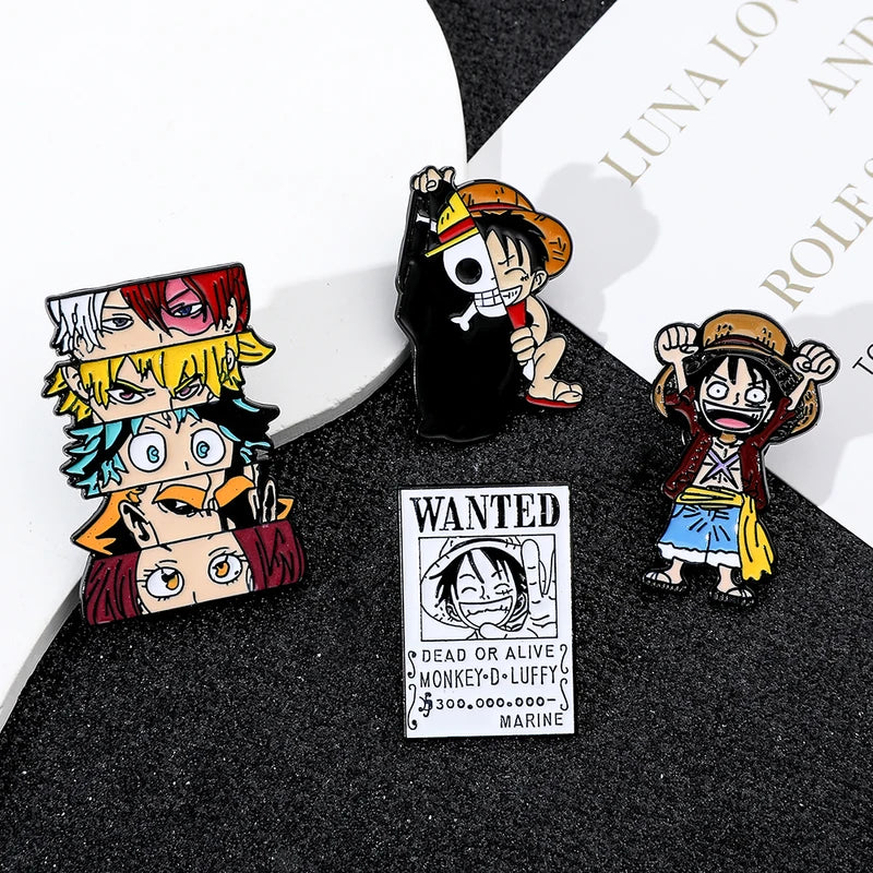 Anime Brooch Pins Set - Luffy Zoro Ace Sunny Go Matching Jewelry & Backpack Accessories