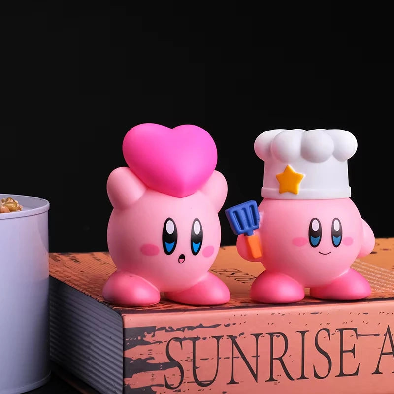 8-Piece Kirby Anime Action Figures Set, Cute Cartoon Pink Mini Collectible Toys for Kids