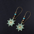 Ethnic Vintage Bohemia Drop Earrings for Women Geometric Leaf Flower Hollow Round Jewelry
