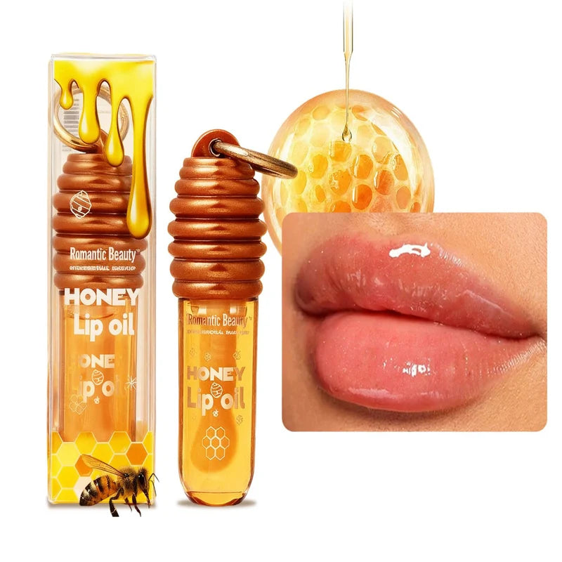 Moisturizing Lip Gloss with Keychain - Hydrating Lip Oil & Lipstick Glaze for Bags