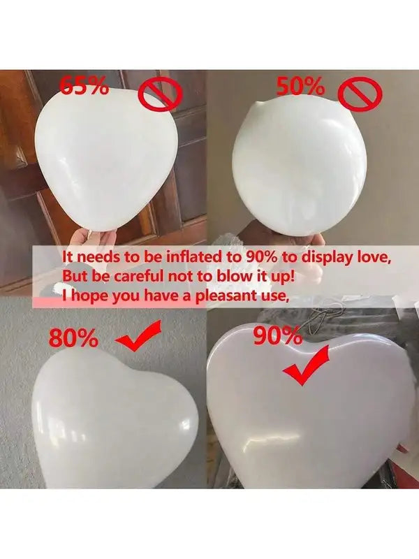 Heart-Shaped Latex Balloons Set - 10 Inches for Birthday and Valentine Decor