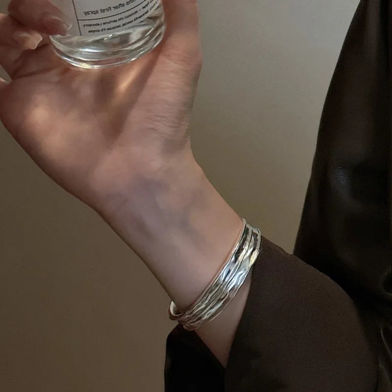 Sterling Silver Wide Bracelet for Women Handmade Vintage Jewelry Gift