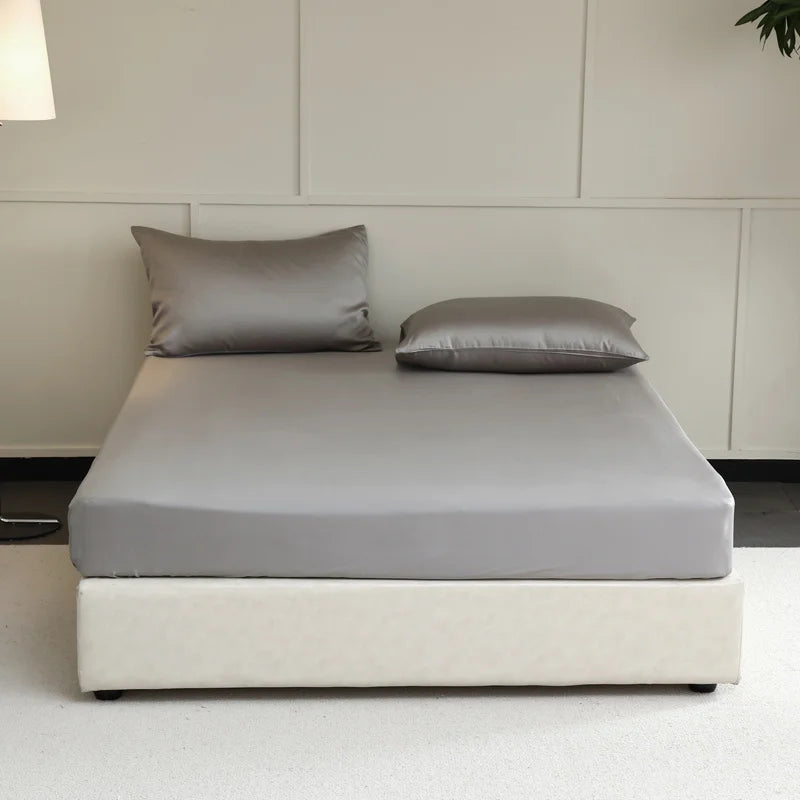 Luxury Natural Silk Fitted Sheet with Elastic Bed Cover Non-Slip Mattress Cover