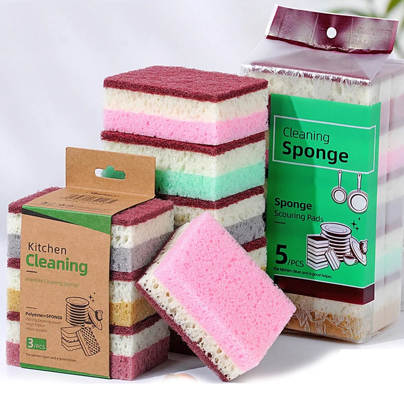 High Density Sponge Cleaning Cloth for Dishwashing and Kitchen Use – Non-Greasy, Multi-Color