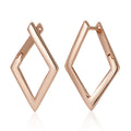 Women's Rose Gold Rhombus Dangle Earrings - High-Quality Fine Jewelry