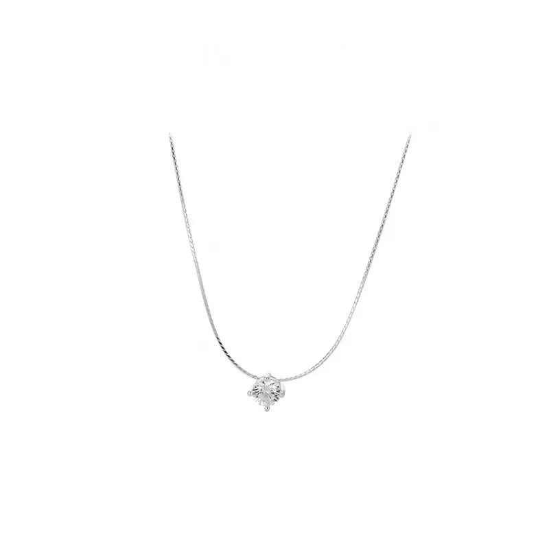 Sterling Silver Zircon Bead Choker Necklace for Women Light Luxury Jewelry