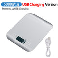 Digital Kitchen Scale 5kg/10kg Stainless Steel Food Weighing Scale USB Rechargeable