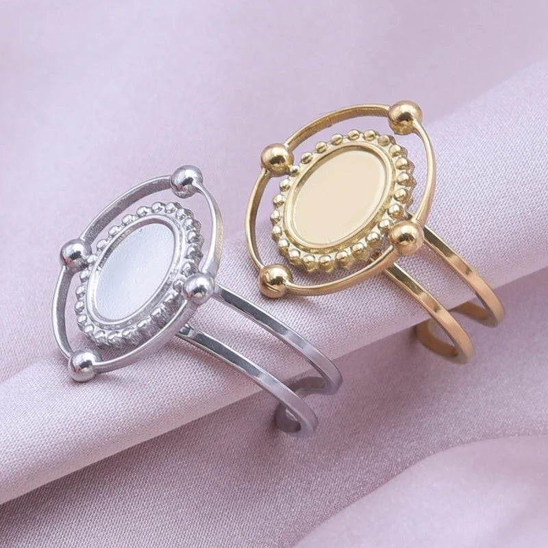 Assorted Irregular Minimalist Chunky Open Finger Rings - Stainless Steel Jewelry Set