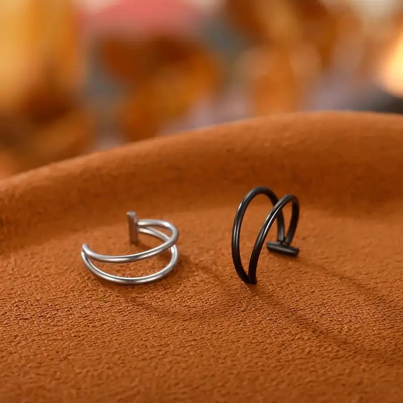 Set of 2/8/10 Stainless Steel Non-Pierced Lip Rings with Cross, Star, Heart, Cone Designs