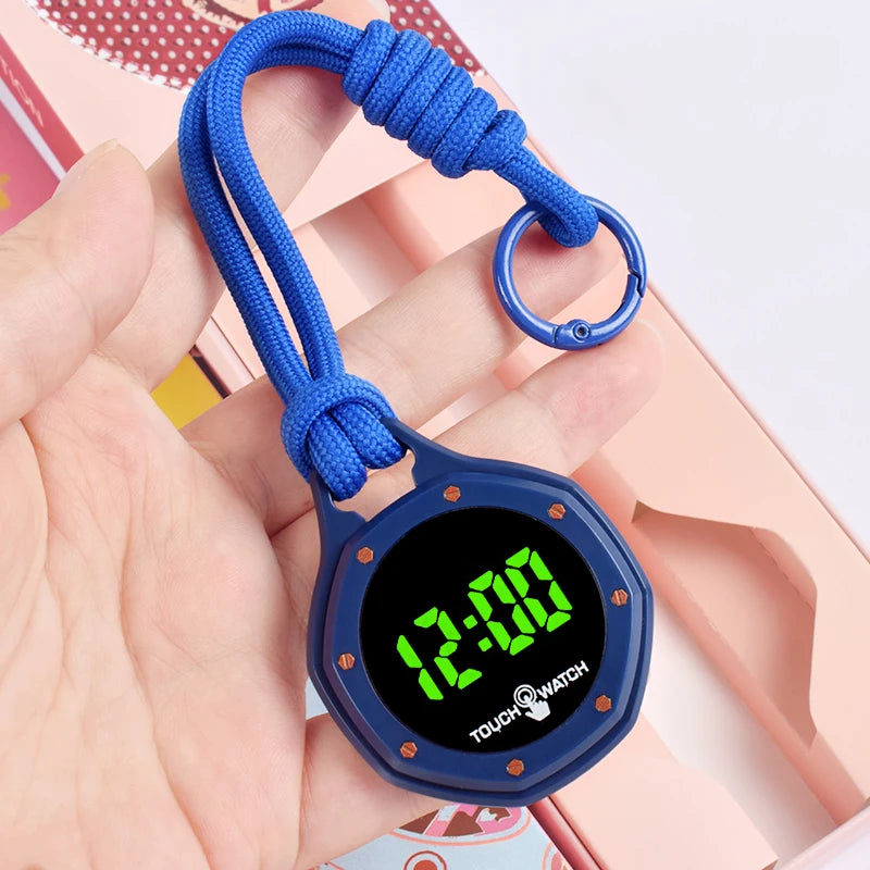 Digital Hanging Watch with Braided Rope Lanyard - Portable LED Pendant Clock