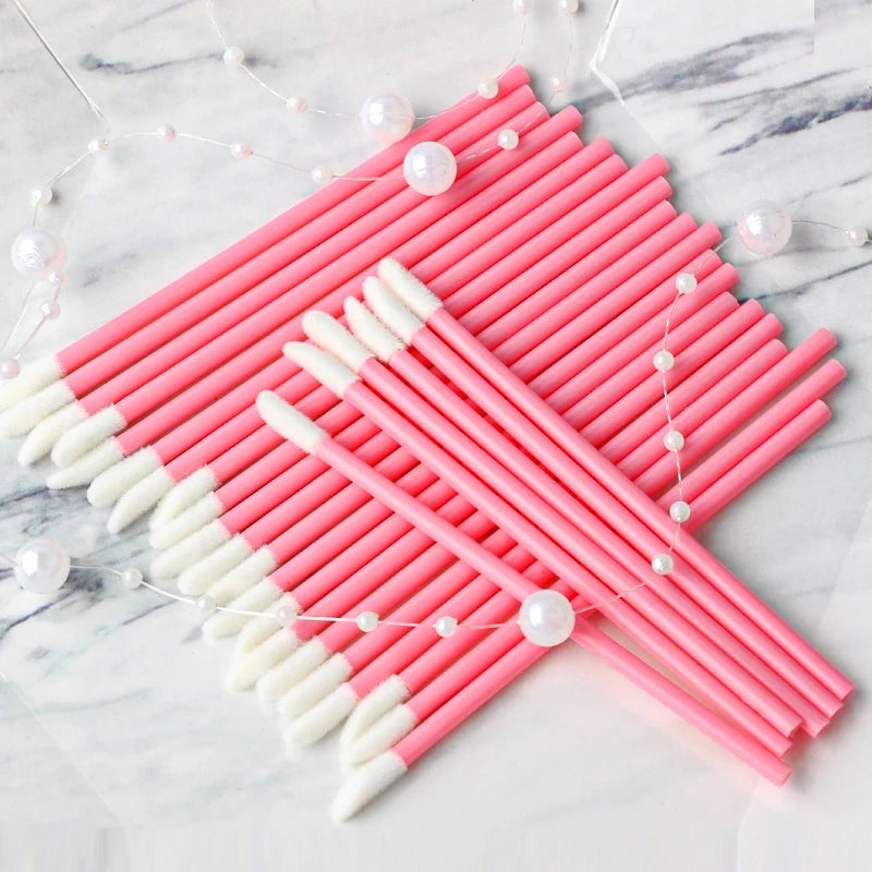 Disposable Lip Makeup Brush Set - 50 pcs Soft Lipstick Applicators & Mascara Wands