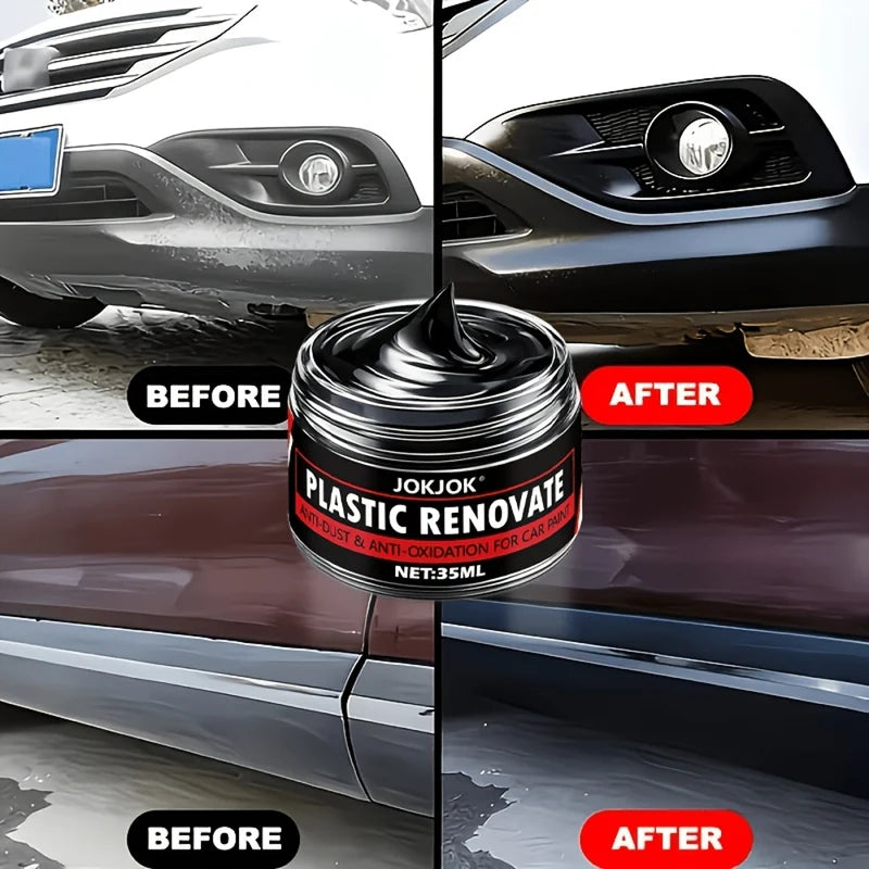 All-In-One Car Scratch Remover Wax - Exterior & Interior Restorer with Gloss, Tire Protectant, Yellowing Repair