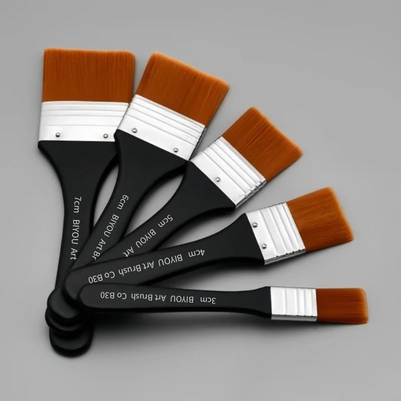 Nylon Painting Brush Set - Hand-Painted Acrylic, Oil & Gouache Brushes
