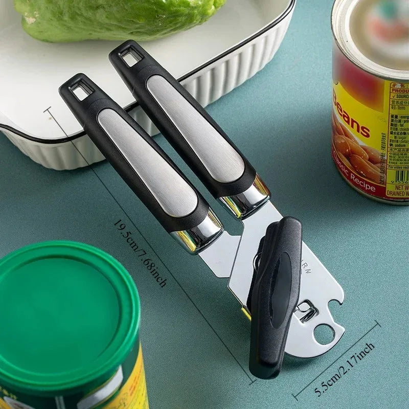 Stainless Steel Can Opener with Bottle Opener - Kitchen Utensil, Durable & Ergonomic