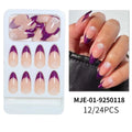 24 Pcs Halloween False Nail Set with Tools - Realistic Almond Stick-On Nails for Women