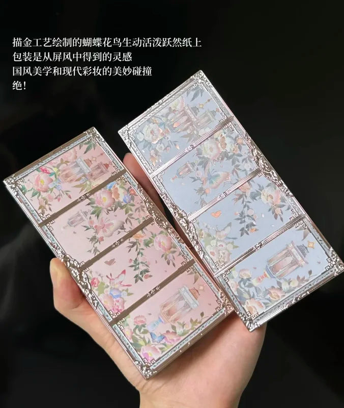 Brightening Makeup Palette with Embossed Flower and Butterfly Designs - Contour and Highlight for Face