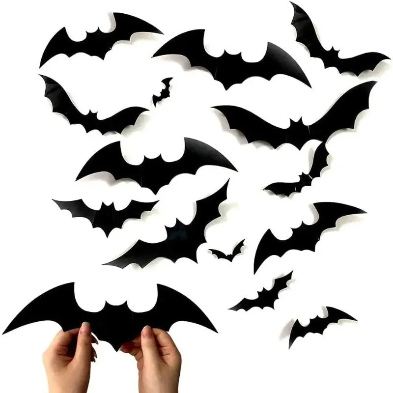 Halloween Bat Wall Decor with Purple Light No Light Wall Sticker Party Decoration