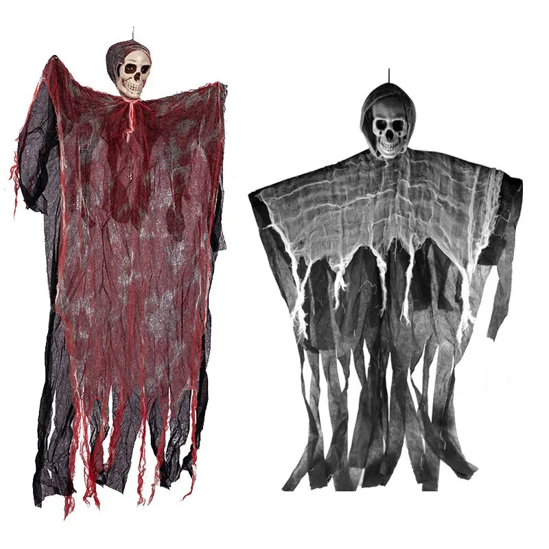 Halloween Skeleton Ghost Hanging Decor - Indoor & Outdoor Party Props, Graveyard Scary Decorations