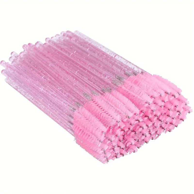 Disposable Lash & Brow Spoolie Wands with Nylon Bristles - 300PCS Assorted Colors