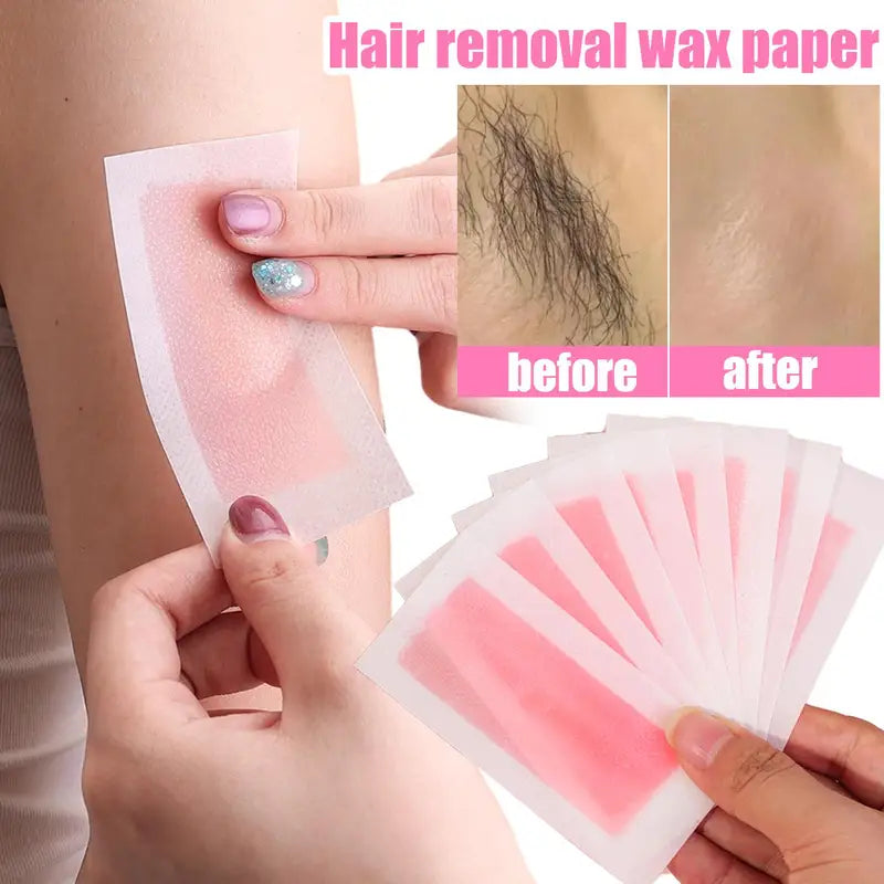 Facial Hair Removal Wax Strips - Painless Depilatory Sheets for Face & Body