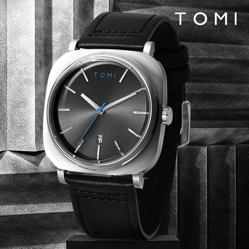 Men's Minimalist Business Square Disc Watch - Elegant Quartz Timepiece