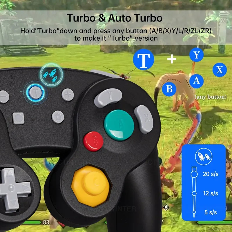 Bluetooth Gamecube Controller for Switch PC Android Steam - Black & Blue