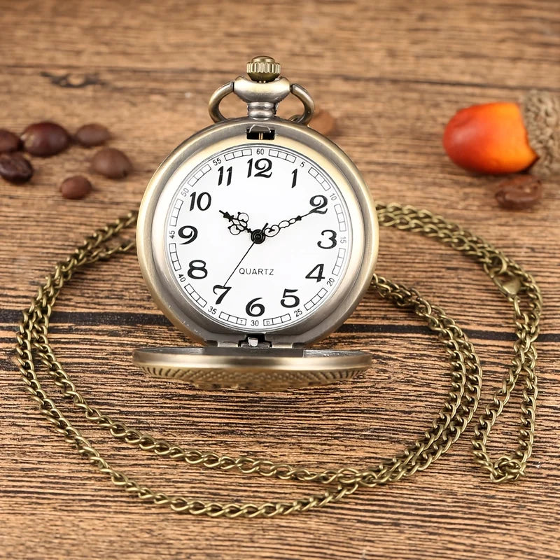 Vintage Bronze Butterfly Pocket Watch with Birdcage Pendant and Necklace Chain – Men Women Gift
