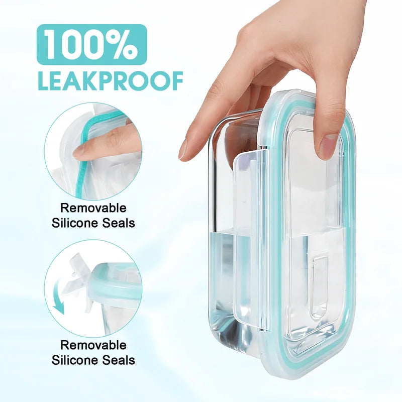Glass Food Storage Containers Set - Leakproof Microwave Safe Kitchen Organizer