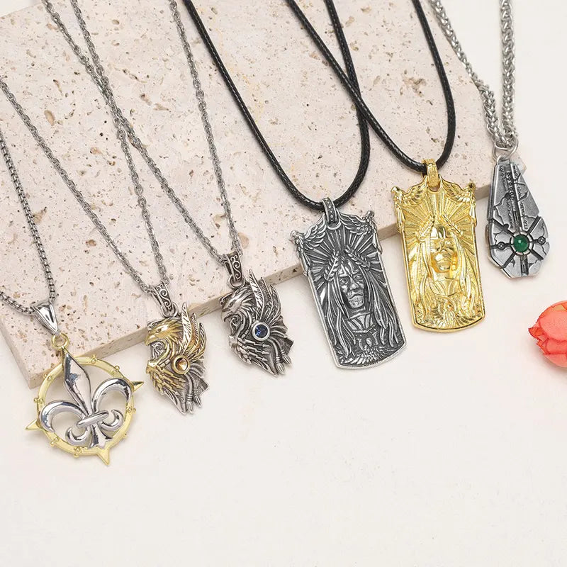 Warhammer 40K Pendant Necklace - Punk Hip-Hop Jewelry Chain Accessory
