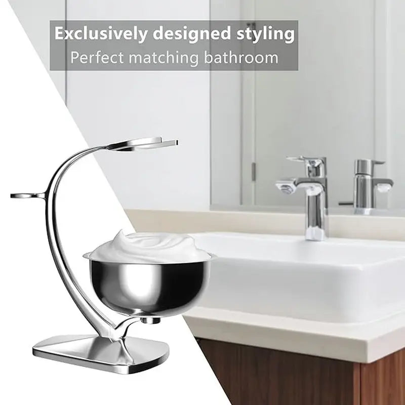 Men's Shaving Kit with Brush, Razor Stand & Soap Bowl Set - Grooming Gift