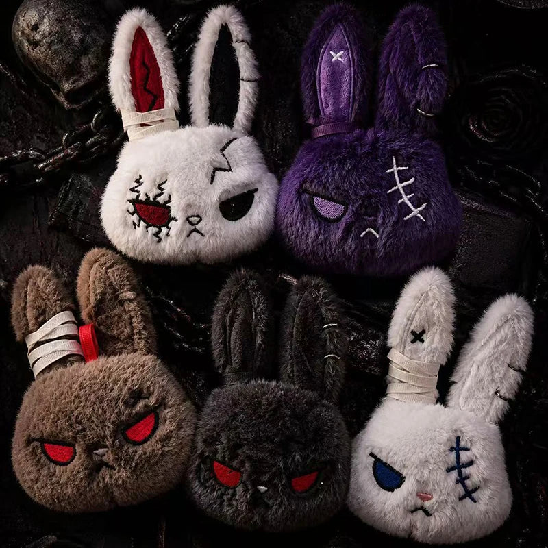 Halloween Gothic Bunny Plush Keychain - Cute Rabbit Bag Charm & Animal Pendant