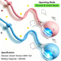 Interactive Cat Toy Ball with Obstacle Avoidance & Adjustable Speed - Rechargeable Electric Self-Rolling Ball with Elastic Rope