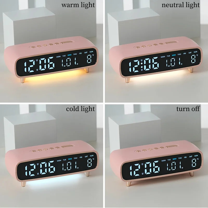Digital Alarm Clock with Voice Control Temperature & Date Display, Brightness Adjustment
