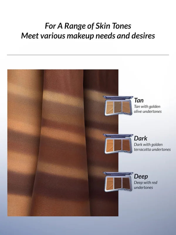 Kaleidos Contour Highlighter Palette - 3 Natural Matte Face Shades for Brightening & Nose Contouring