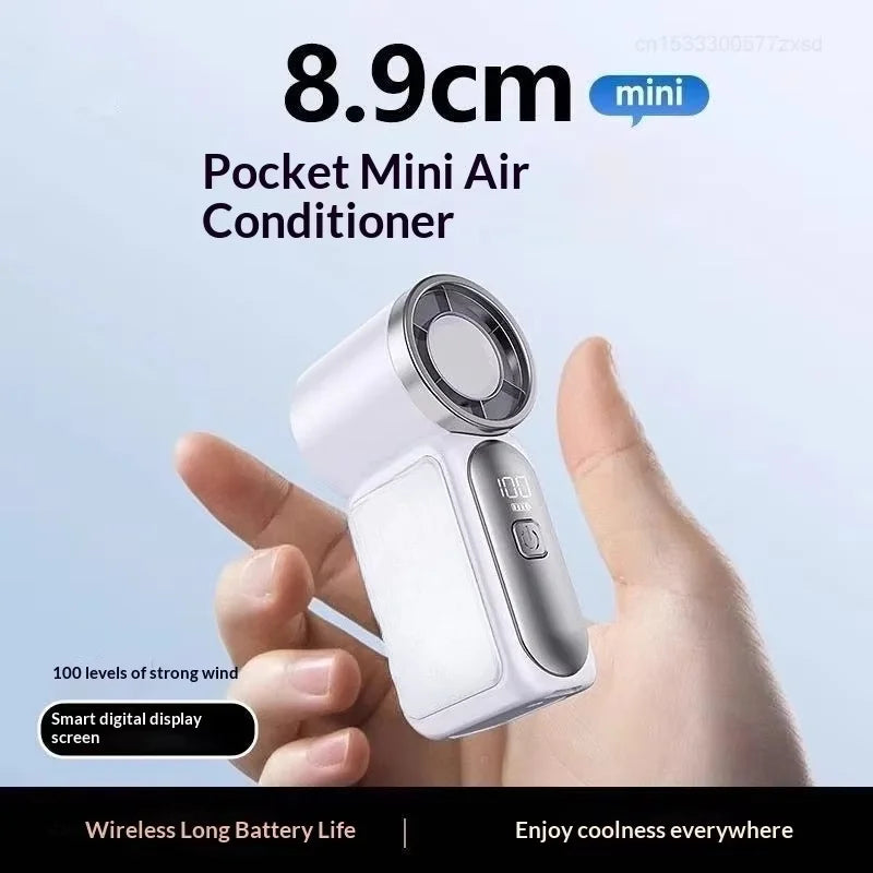 Portable Handheld Mini Fan with Digital Display for Travel Camping Outdoor Use