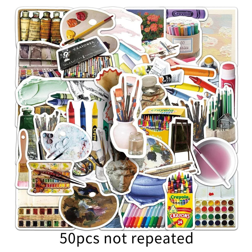 50 Pcs Waterproof Art Stickers for Painting & Craft Decor