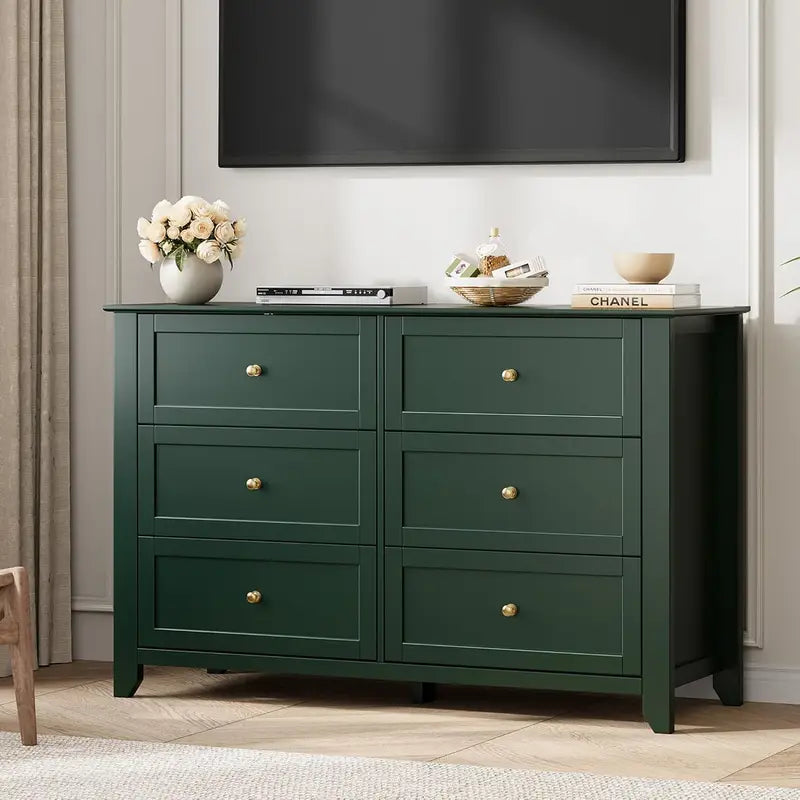 6-Drawer Tall Storage Cabinet, Space-Saving Modern Chest for Bedroom or Closet