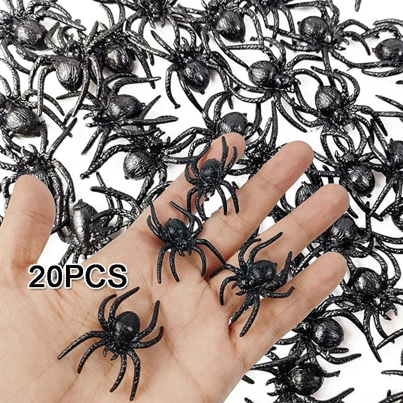 Realistic Plastic Spider Toys Halloween Prank Props - Small Size, Pack of 20/50