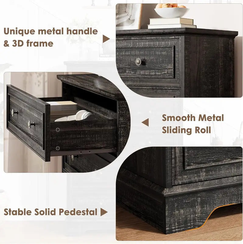 Farmhouse 5-Drawer Dresser Tall Cabinet for Bedroom Living Room Hallway Storage