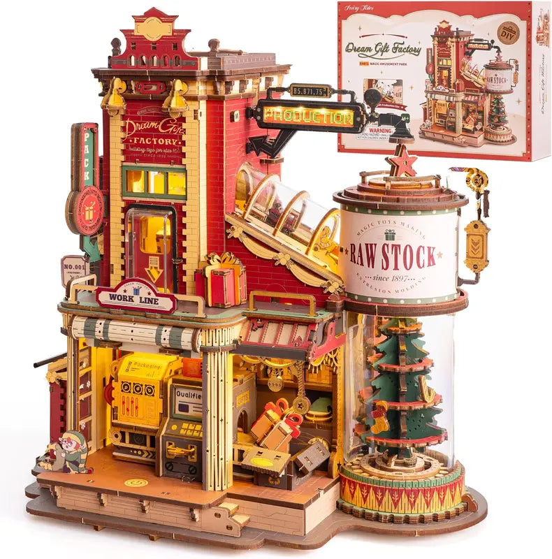 Wooden 3D Puzzle Kit Mini Dollhouse Model with Lights & Music - DIY Building Toy
