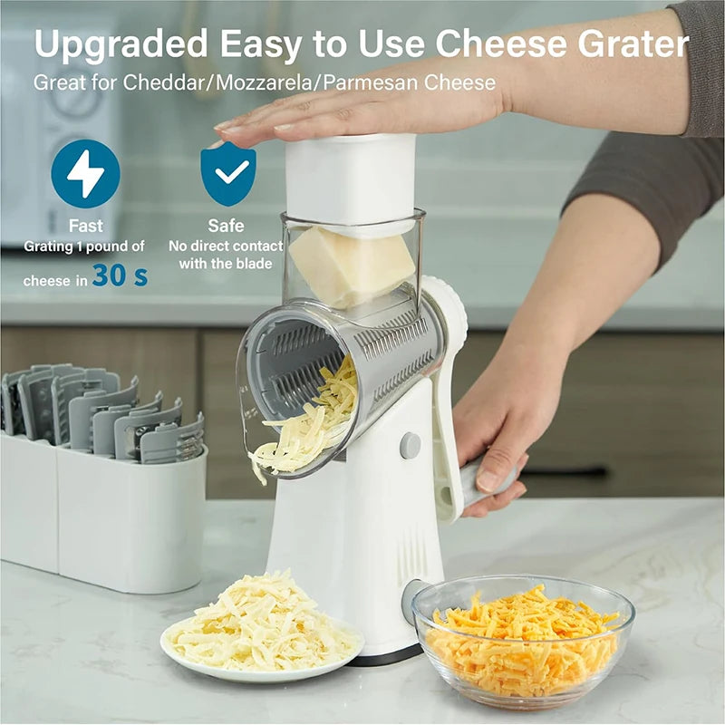 5-in-1 Rotary Cheese Grater Shredder Vegetable Julienne Slicer Kitchen Tool