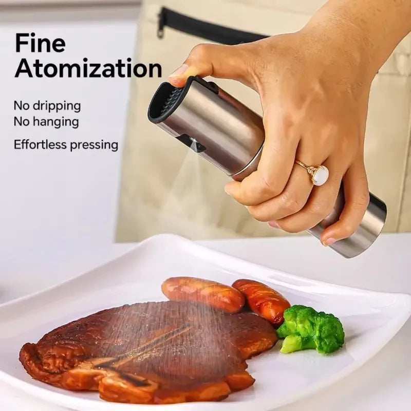 Refillable Stainless Steel Oil Spray Bottle 100ml Kitchen Dispenser