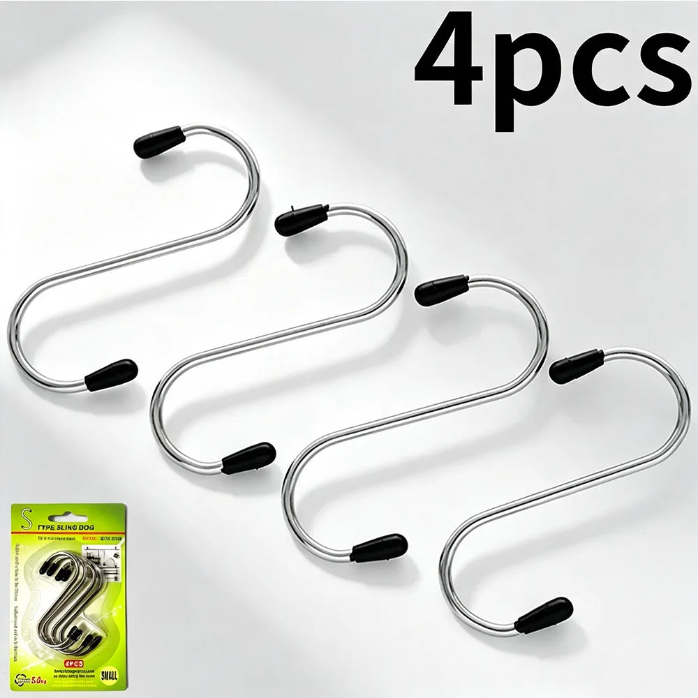 Multifunctional S-Shaped Stainless Steel Wall Hooks for Kitchen Bathroom Bedroom Storage