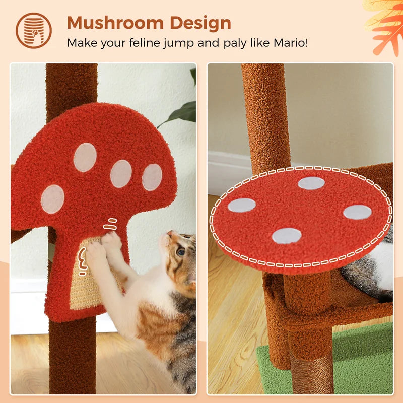 Large Multi-Level Cat Tree Tower with Scratching Posts and Cozy Hammock